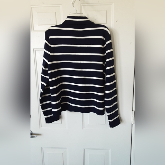 Chaps Navy and Ivory Zip Up Collared Sweater Cardigan XL - Picture 4 of 8